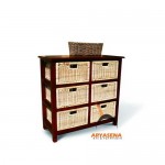 RU 07 - Rattan Unit 6 Drawers High